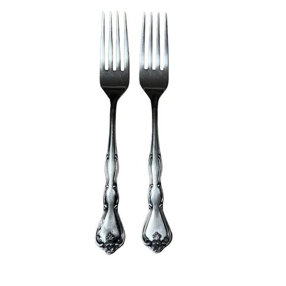Noritake 18-8 Stainless Japan NTK Sylvia Flatware Silverware Dinner Fork 2 pc - Picture 1 of 4